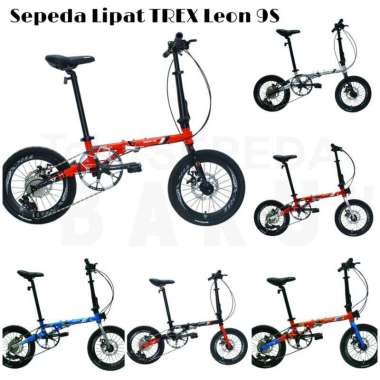 TB - Sepeda Lipat TREX LEON 9 Speed Red Silver