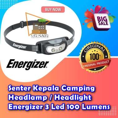 Senter Kepala Camping Headlamp / headlight Energizer 3 Led 100 Lumens New Terlaris