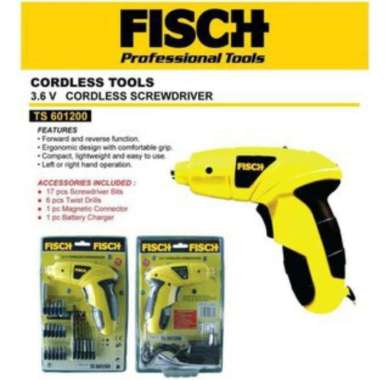 FISCH Mesin Bor Listrik Tanpa Kabel Obeng Tangan Baterai Cordless Mini