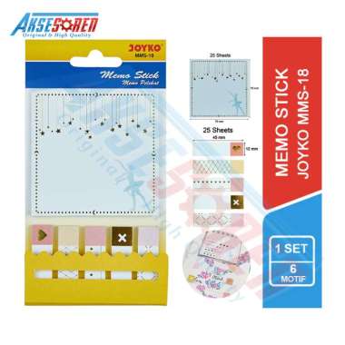 Memo Stick Joyko [MMS-18] / Sticky Notes / Penanda Halaman Buku / Marks / Post It / Memo Pad / Stick