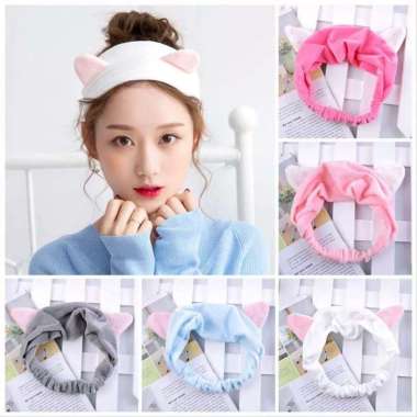 Bandana Bando Motif Kucing Hairband Korea Lucu Hitam