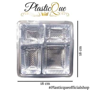 MIKA TRAY 18X18CM 18X18 CM ISI 50PCS 50 PCS SEKAT 4 NASI KOTAK PLASTIK BENING TRANSPARAN T20 SKAT DU