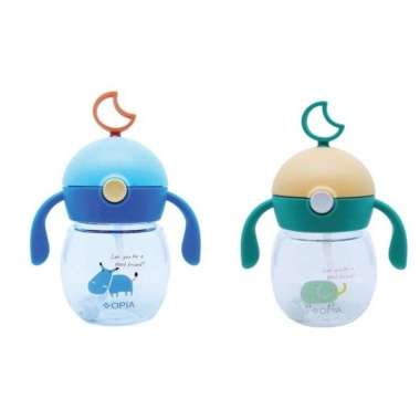 Opia Straw Handle Bottle Globe 280ml Green