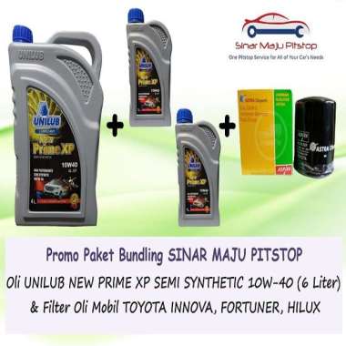 Paket Bundling Oli UNILUB PRIME XP 10W-40 Original - 6 Liter & Filter Oli TOYOTA INNOVA BENSIN & TOY