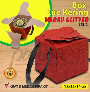 Kotak Kue Kering - Dus Kue Kering - Box Kue Kering MERAH - isi2 Toples 500 gram (2pcs)