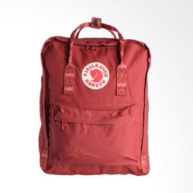 Fjallraven Kanken 23510 Tas Ransel Wanita - Deep Red Folk Pattern
