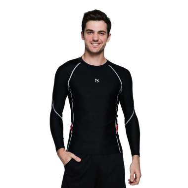 Lasona Rash Guard Men Swimwear Baju Renang Pria Tangan Panjang BM-C3240-L4 XXL Black Red