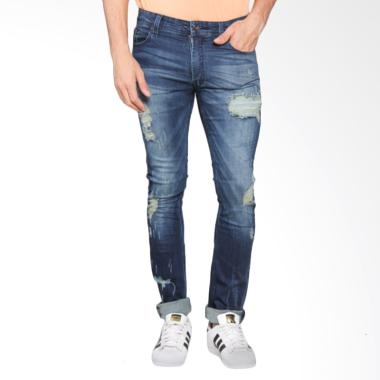 Bronco Slim Fit Ripped Soft Jeans Celana Panjang Pria - Blue 4178