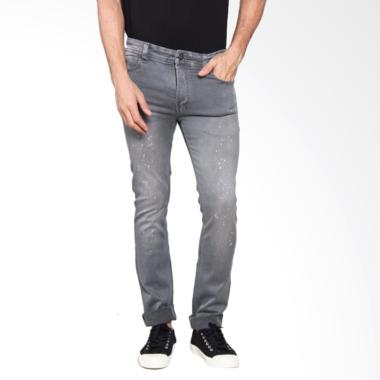 Bronco Slim Fit Soft Denim Paint Sp ... Pria - Charcoal Grey 4188
