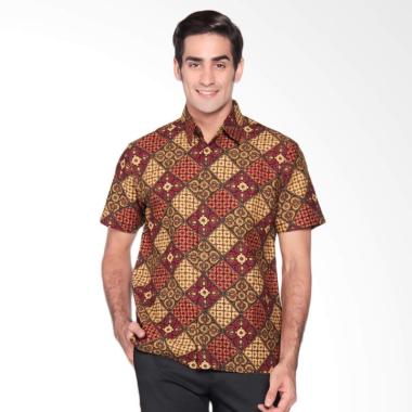 Batik Waskito Short Sleeve Shirt Kemeja Batik Pria - Red