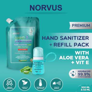 HAND SANITIZER 50ML WITH STRAP & HAND SANITIZER REFILL 300ML - NORVUS