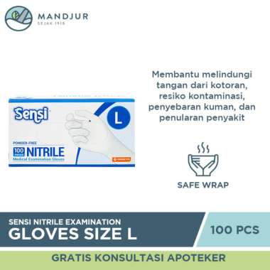 Sensi Sarung Tangan Nitrile Size L Isi 100 pcs - Non Latex Powder Free