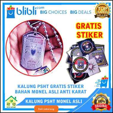 PSHT Kalung Pria Lambang Logo PSHT Monel Asli Anti Karat Gratis Stiker SH Terate Liontin Bandul Penc