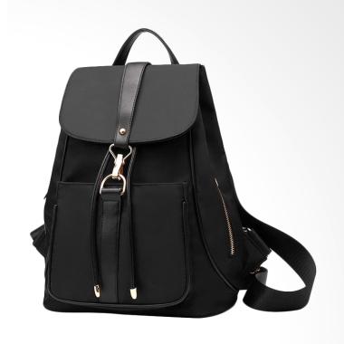 Martinversa TR7 Kanvas Nylon Impor Backpack Tas Ransel Wanita - Black