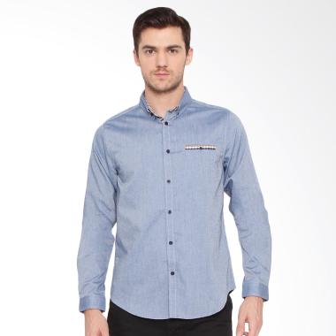A&D Fashion Mens Shirt Long Sleeve Kemeja Pria - Blue [Ms 821]