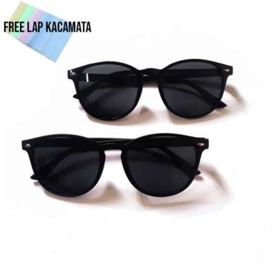 KACAMATA GAYA BULAT OVALE HITAM UNISEX HITAM DOFF