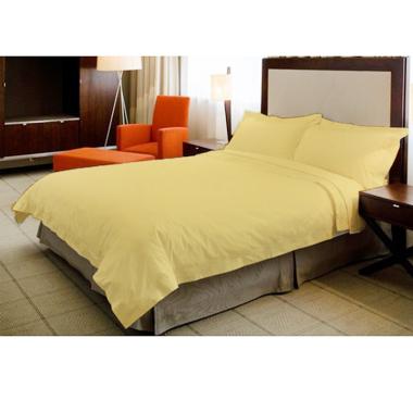 Ellenov Katun Prada Polos Set Sprei - Coklat Muda