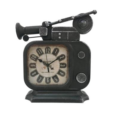 TOKUNIKU Vintage Retro Old TV Radio Shape Iron Metal Table Clock