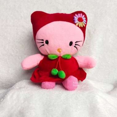 BONEKA HELLO KITTY COSTUM OUTFIT MERAH ORI