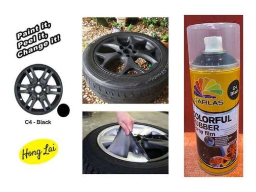 CARLAS RUBBER PAINT C4 BLACK MATE Doff Cat karet Velg Mobil Motor