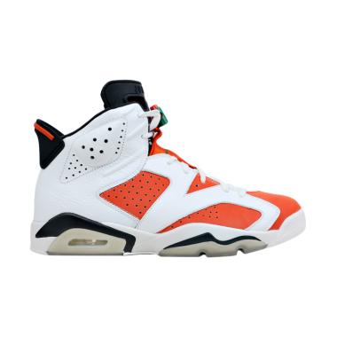 NIKE Men Air Jordan 6 Gatorade Like Mike Sepatu Sneakers Pria - White Orange [384664-145]
