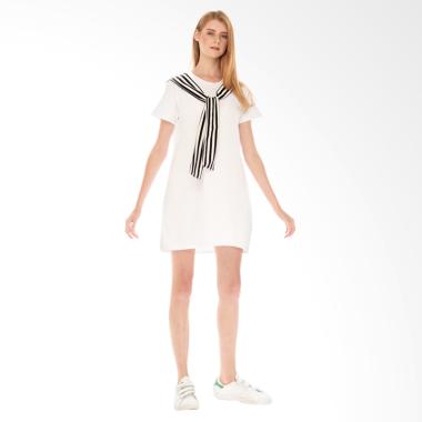 Mooimom Casual Look Nursing Dress Baju Hamil Menyusui - White