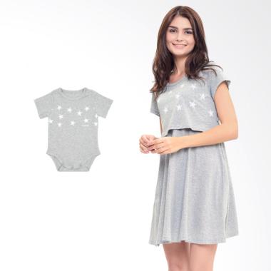 Mooimom Starry Sky Nursing Dress & Baby Clothes Baju Hamil Menyusui Couple Ibu Anak - Grey Boy