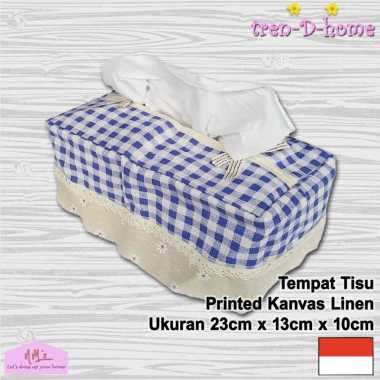 Tren-D-home - Tempat sarung tisu motif kotak bahan kain kanvas persegi panjang rumah ruang tamu tiss