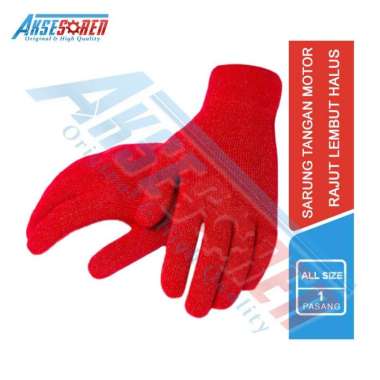 Sarung Tangan Rajut Sepeda Motor Polos Pria Wanita / Gloves Hangat Full Jari Semua Ukuran Hitam