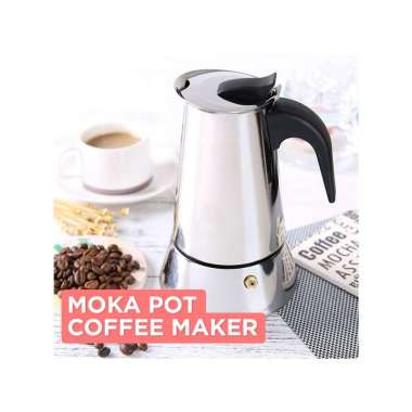 FS - GOTO HARDWARE Espresso Maker Moka Pot Stainless Teko Kopi [6 Cup] SILVER