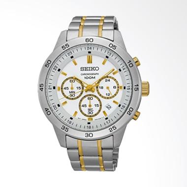 Seiko Chronograph Stainless Steel Jam Tangan Pria - Silver [SKS523]