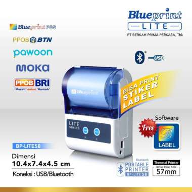 Blueprint BP-LITE58 Printer Thermal Portable Bluetooth Putih