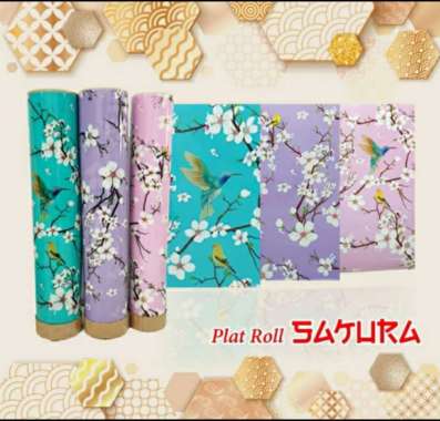 Fiber Plastik Penutup Pagar Motif Sakura Meteran Ungu