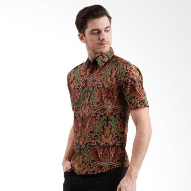 Enzy Batik Men Shirt Tahta Kemeja Batik Pria - Black
