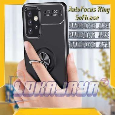 Case Samsung A32 - A52 - A72 AutoFocus Ring KindStand Original Softcase Samsung A32 Hitam