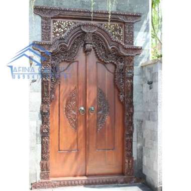 pintu gebyok gapura ukir bahan kayu jati asli jepara finishing