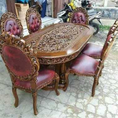Kursi Makan Rosalinda/Meja makan mewah murah/furniture Jepara/mebel jati/jepara cushion/toko mebel B