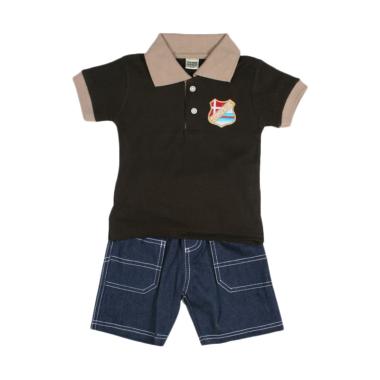 TOMPEGE TP-63410 Kerah Lakos Polo Setelan Anak Laki - Coklat
