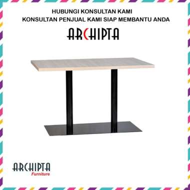 Archipta Furniture - Meja Makan Cafe Resto Kaki Plat Besi Tiang 2 - Full Set Set Meja 60x120