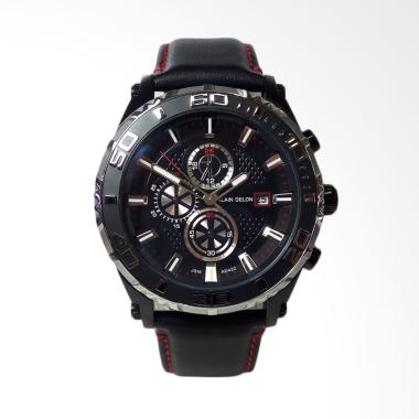 Alain Delon Chronograph Leather Strap Jam Tangan Pria - Black [AD422-1732C] Black