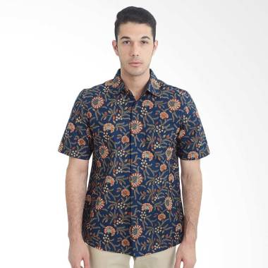 Asana Tilata Kemeja Batik Lengan Pendek Pria - Navy