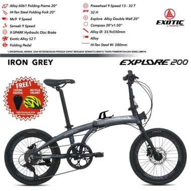 Sepeda Lipat 20 Inc Alloy Exotic By.Pacific Rem Oli Hidrolik 9Speed Bonus Helm dan Cover Jok