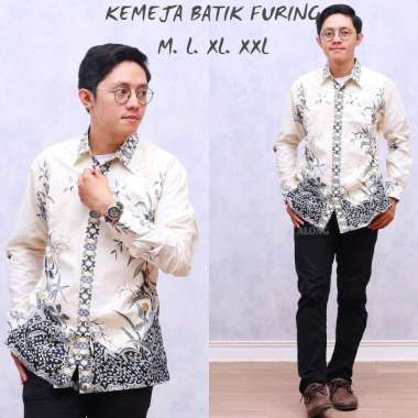 SNOEBEL BATIQUE_ LNG PASTEL KEMEJA BATIK PRIA UNGGULJAYA LAPIS FURING XXL