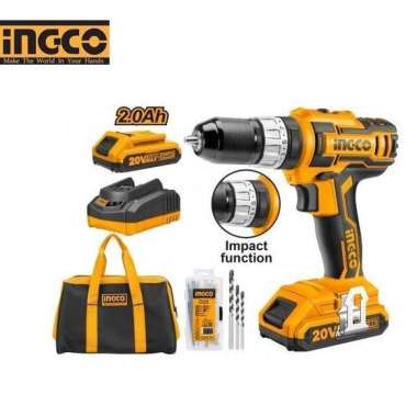INGCO CIDLI2002 20V MESIN BOR IMPACT CORDLESS DRILL LITHIUM 10MM