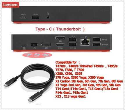Docking Station Thinkpad 40AS (Gen 2 ) Type C Thunderbolt 3 Terbaru Original