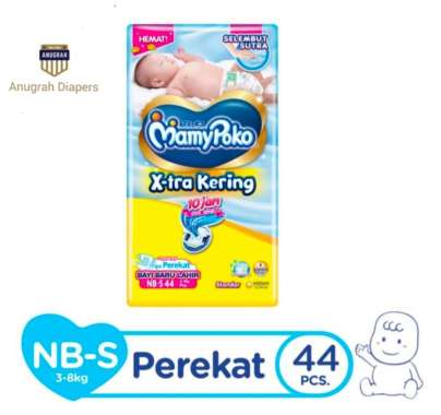 Promo Harga Mamy Poko Perekat Xtra Kering NB-S44 44 pcs - Blibli