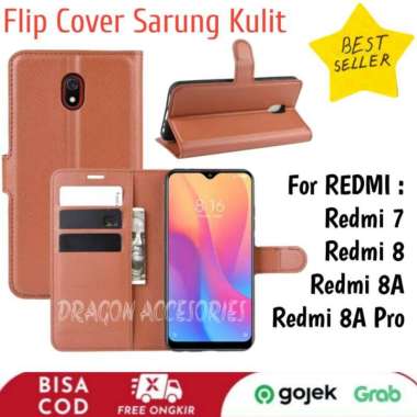 Flip Kulit Redmi 7 8 8A Pro Leather Case Sarung Dompet Casing Wallet Book Cover Softcase Shockproof