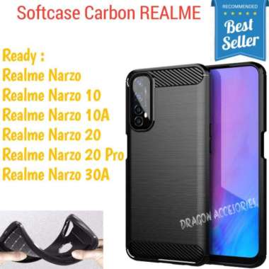 Realme Narzo 10 10A 20 Pro 30A Softcase Silikon Slim Fit Carbon Fiber Case Casing Shockproof Cover N