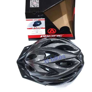 Helm sepeda merk Pacific M / L 57-61cm motif carbon ( ada lampu & adjustable )