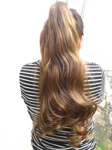 Wig Rambut Wanita Model Panjang Bergelombang Rambut Palsu Wanita 55cm COKLAT MUDA